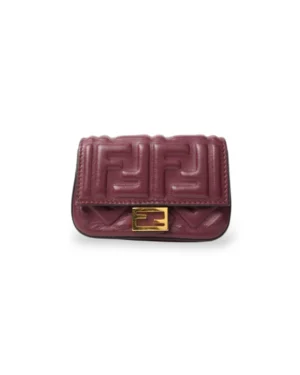 Fendi Charm Nano Baguette FF Embossed Bordeaux