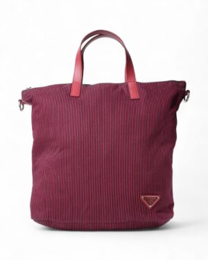 Prada Shopper Vertical Medium Righe Rossa