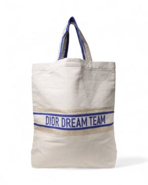 Dior Tote Canvas Lurex Beige Blu
