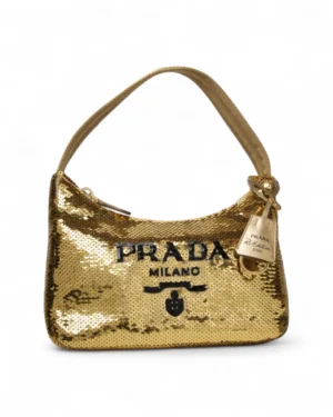 Prada Re-Edition 2000 Paillettes Logo Oro