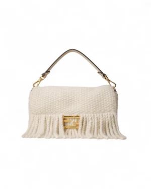 Fendi Baguette Medium Lana Frange Crema