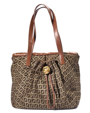 Fendi Shopper Bucket Medium FF Logomania Marrone