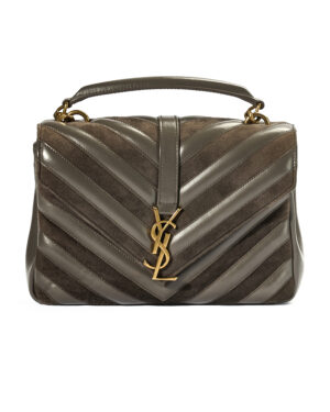 Saint Laurent College Medium Chevron Velluto Grigio