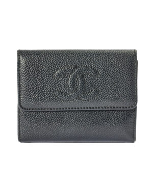 Chanel Portafoglio CC Compatto Caviar Nero