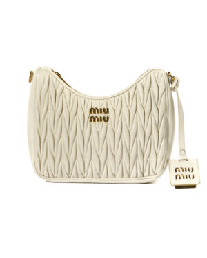 Miu Miu Hobo Bag Small Groffata Bianca