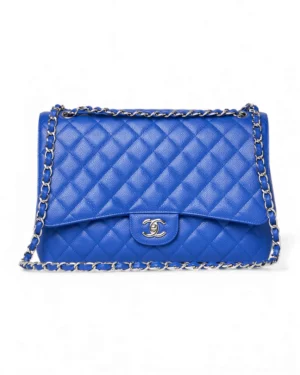 Chanel Maxi Jumbo Timeless Caviar Blu Elettrico