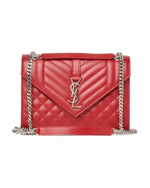 Saint Laurent Envelope Medium Granulata Rossa