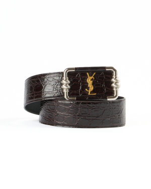 Saint Laurent Cintura Cassandre Cocco Nera