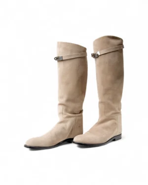 Hermès Stivali Jumping Camoscio Beige Sabbia
