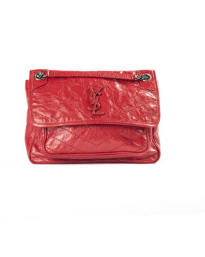 Saint Laurent Niki Medium Pelle Vintage Trapuntata Rossa