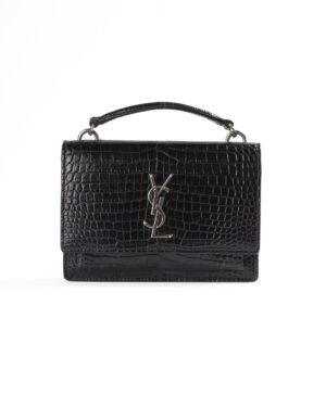 Saint Laurent Sunset Small Cocco Lucida Nera