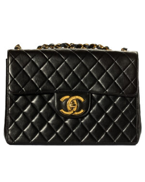 Chanel Jumbo Big Logo Vintage Trapuntata Nera