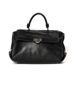 Ferragamo Sofia Gancini Medium Martellata Nera