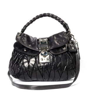 Miu Miu Coffer Hobo Medium Groffata Blu Navy