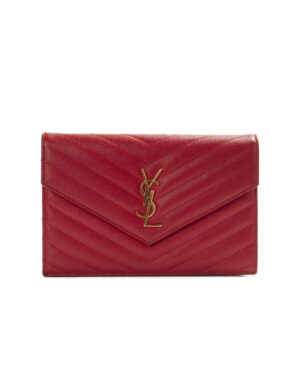 Saint Laurent Cassandre Chain Wallet Trapuntata Rossa