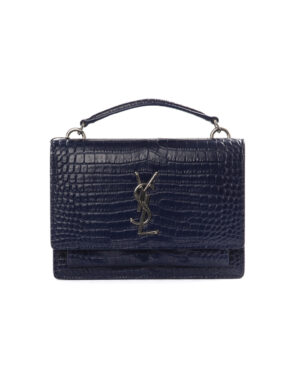 Saint Laurent Pochette Sunset Small Cocco Blu