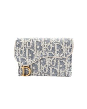 Dior Portacarte Bloom Saddle Oblique Azzurro