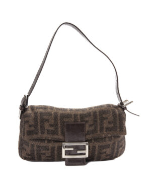 Fendi Baguette FF Logomania Lana Marrone