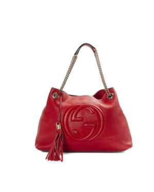 Gucci Soho Shopper Zip Small Granulata Rossa