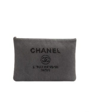 Chanel Clutch Deauville Medium Pailettes Denim Grigio