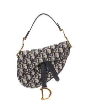 Dior Saddle Mini Strap Jacquard Oblique Blu