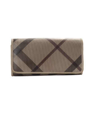 Burberry Portafoglio Clip Check Smoke Tortora