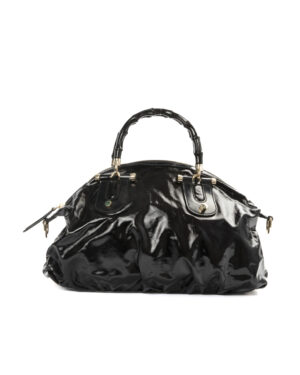 Gucci Shopper Dialux Bamboo Medium Vernice Nero