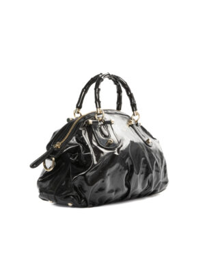 Alternative view of Gucci Shopper Dialux Bamboo Medium Vernice Nero