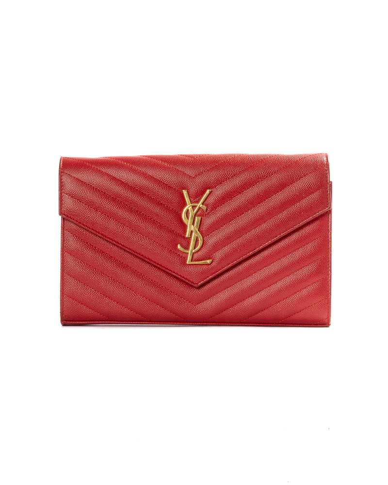 Saint Laurent Iconic Cassandre Medium Granulata Rossa