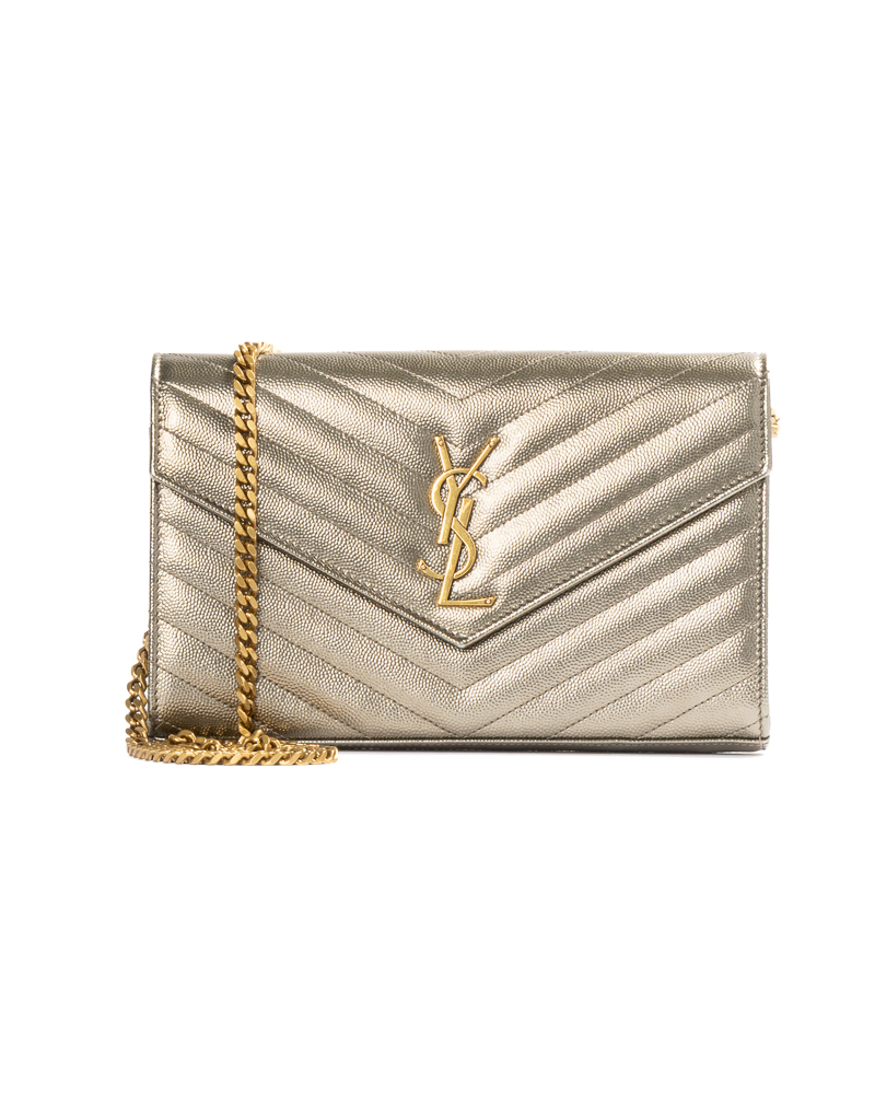 Saint Laurent Iconic Cassandre Trapuntata Oro Marrone