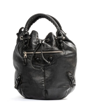 Balenciaga Pompon Bucket Medium Nera