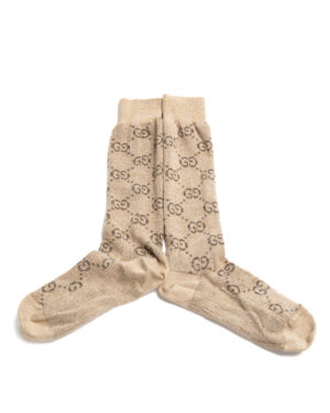 Gucci Calzini GG Supreme Lurex Marrone