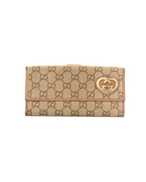Gucci Portafoglio Heart GG Supreme Lurex Bronzo