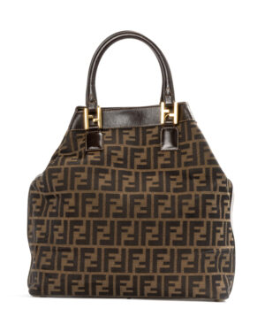 Fendi Tote Vertical Large FF Logomania Marrone