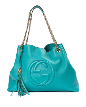 Gucci Soho Shopper Medium Martellata Azzurra