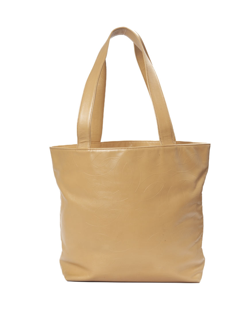 Chanel Tote Vertical Vintage Medium CC Beige