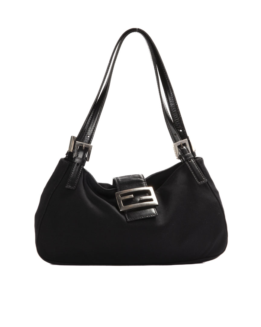 Fendi Baguette Hobo Small Tessuto Nero