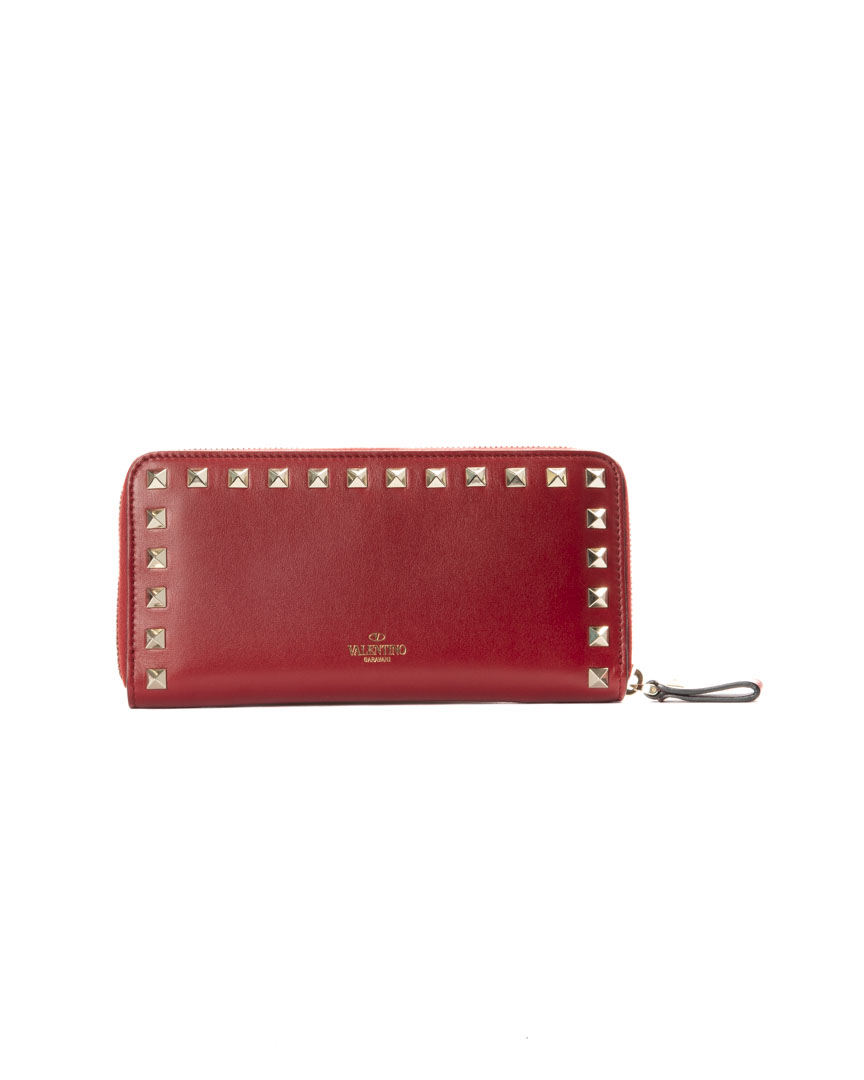 Valentino Portafoglio Rockstud Zip Rosso