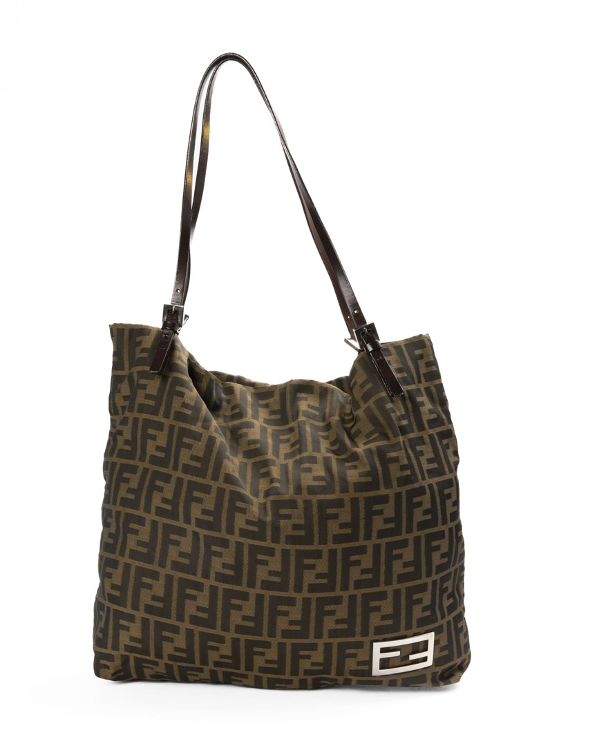 Fendi Tote Vertical Soft FF Logomania Marrone