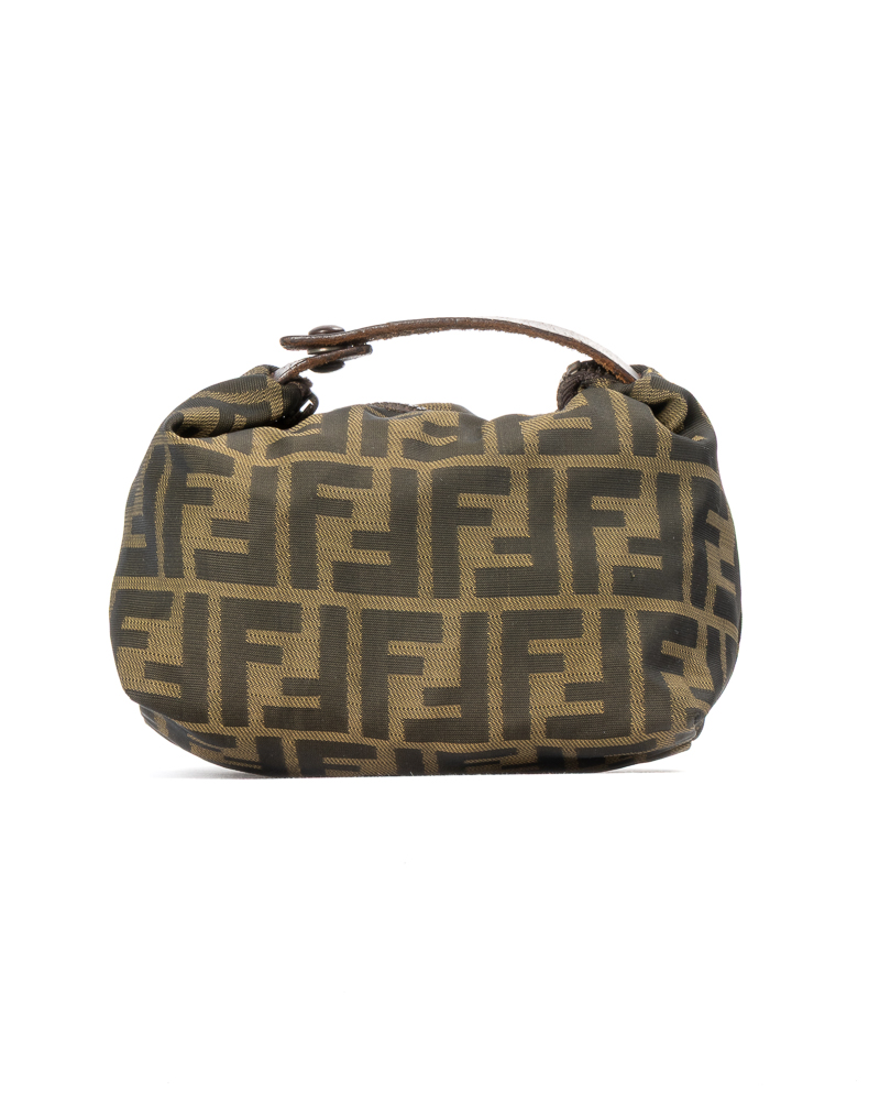 Fendi Pochette Mini Nylon FF Logomania Marrone