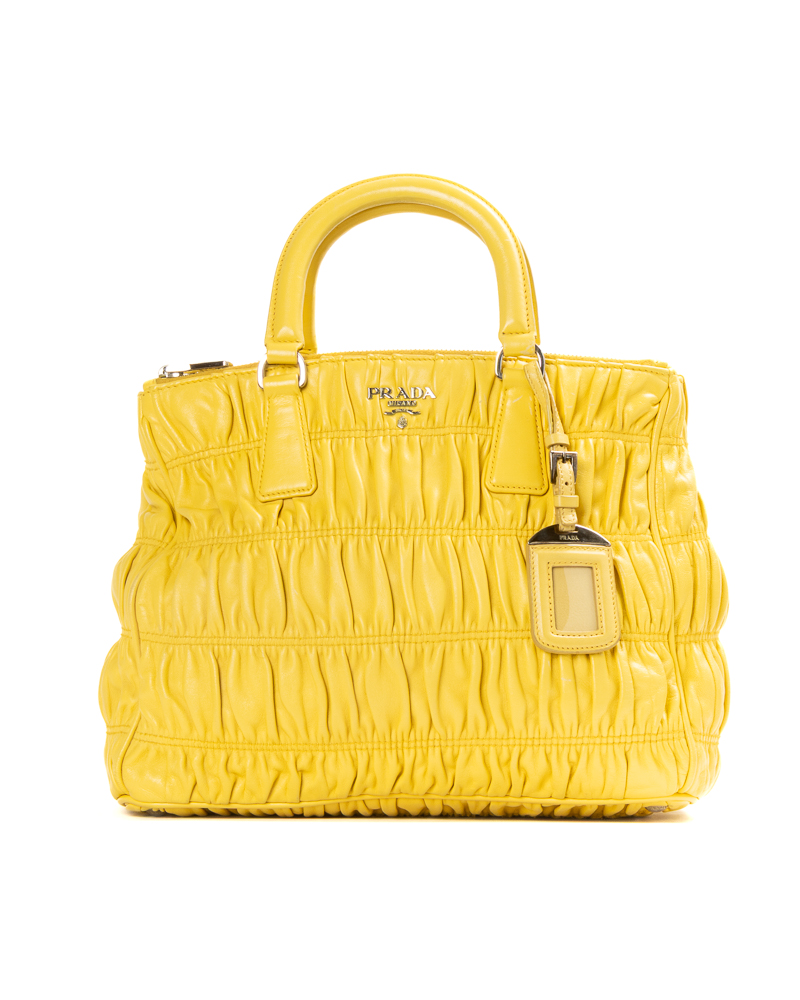 Prada Shopper Square Small Groffata Gialla