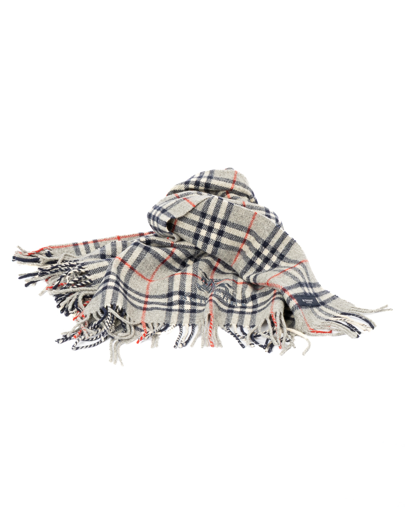 Burberry Sciarpa Lana Check Grigio Blu