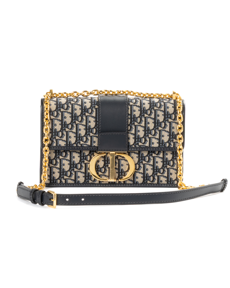 Dior 30 Montaigne Medium Jacquard Oblique Blu