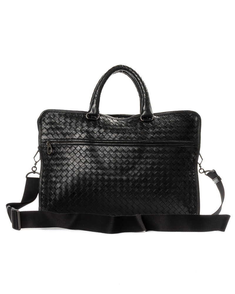 Bottega Veneta Portadocumenti GM Intreccio Nero
