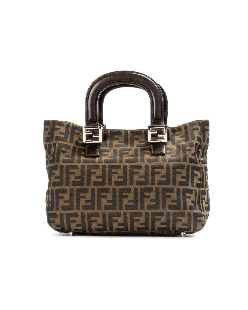 Fendi Tote Rectangle Medium FF Logomania Marrone