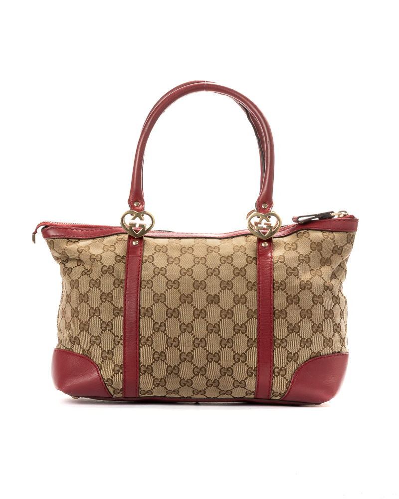 Gucci Tote Lovely Heart Small GG Supreme Rossa