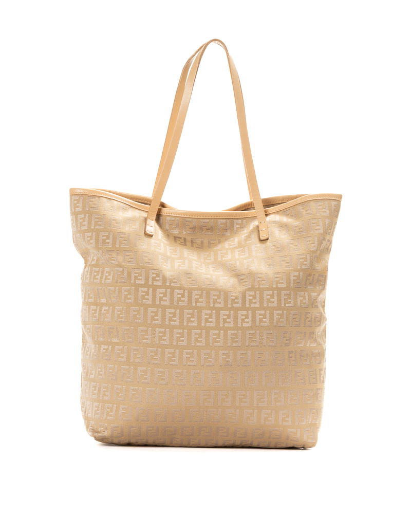 Fendi Tote Vertical Small FF Zucchino Beige