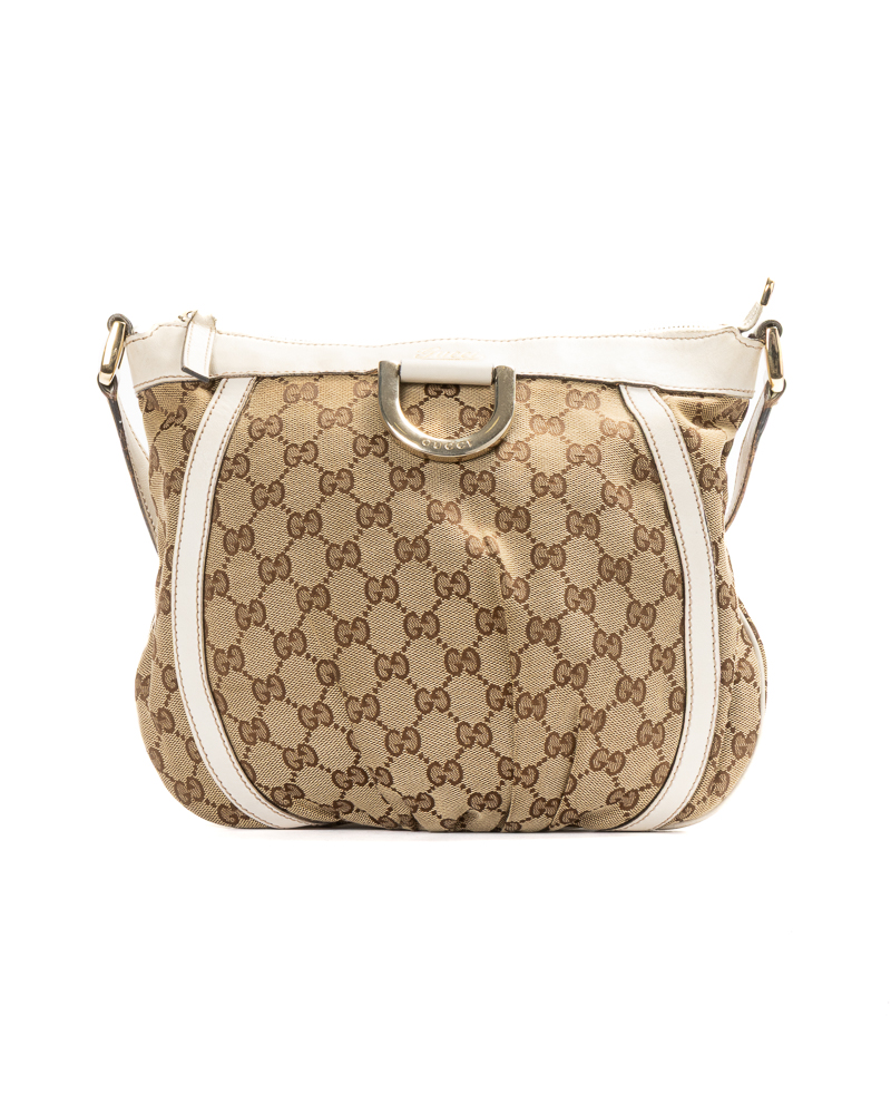 Gucci Tracolla D Ring Hobo Small GG Supreme Bianco