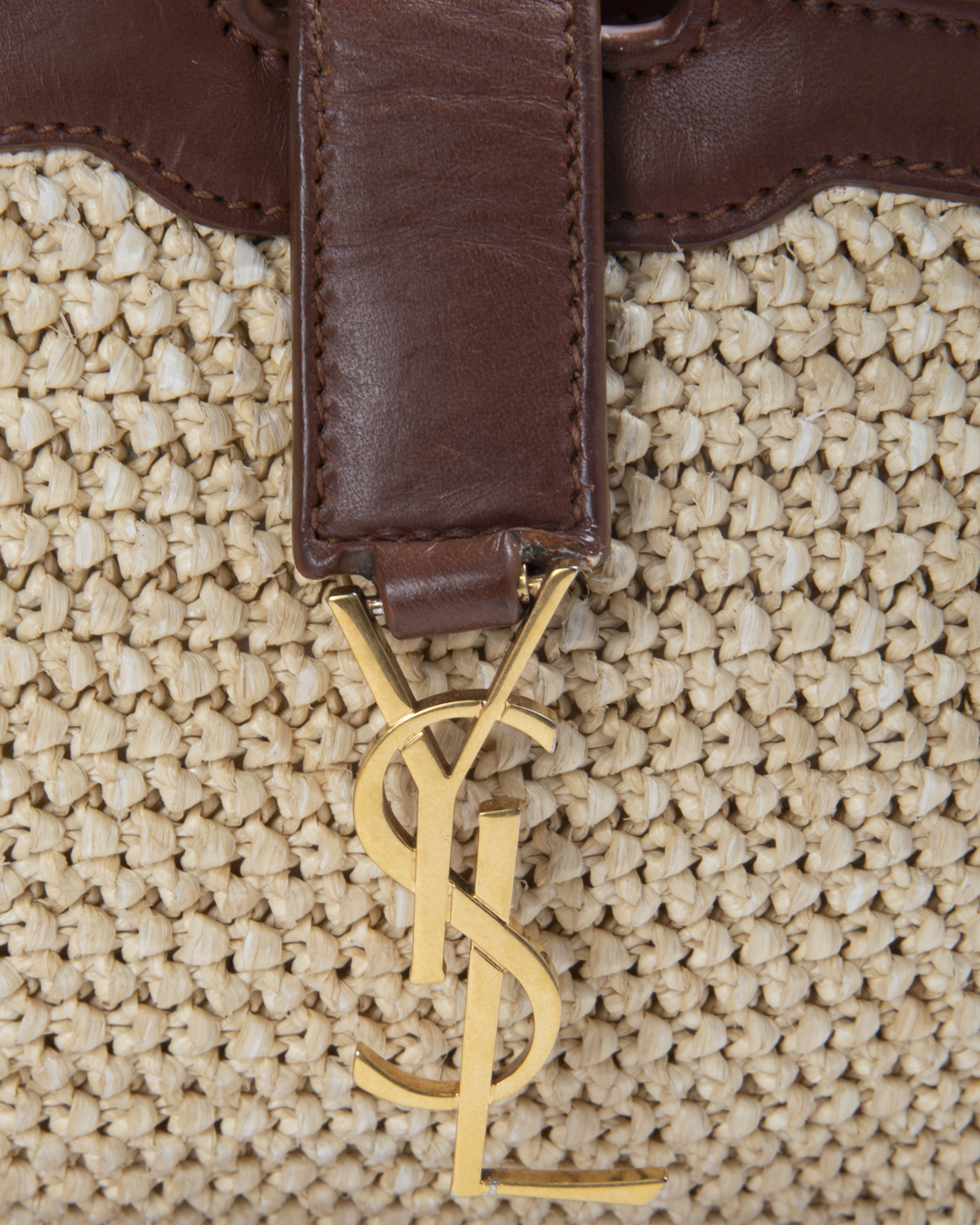 Alternative view of Saint Laurent Downtown Cabas Mini Rafia Marrone