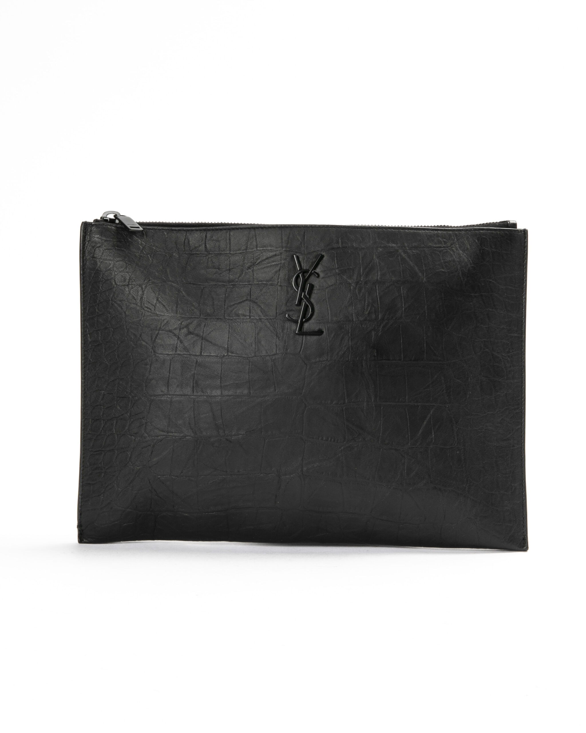 Saint Laurent Clutch Cassandre Medium Cocco Nera